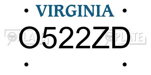 O522ZD Virginia License Plate