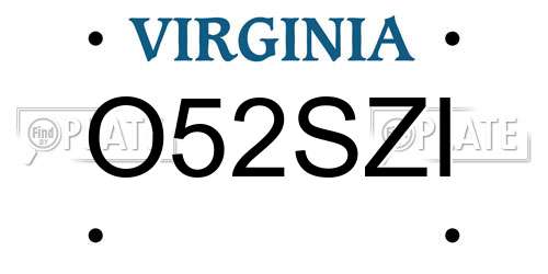 O52SZI Virginia License Plate