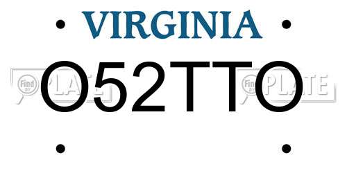 O52TTO Virginia License Plate