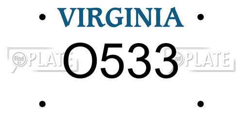 O533 Virginia License Plate