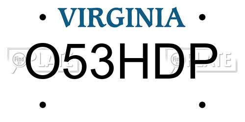 O53HDP Virginia License Plate