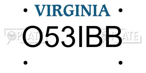 O53IBB Virginia License Plate