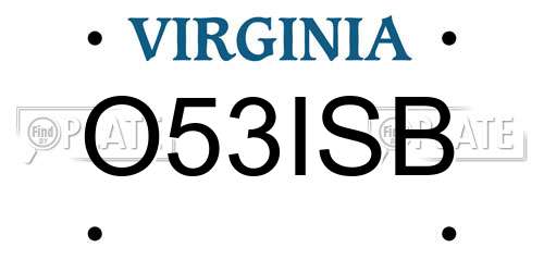 O53ISB Virginia License Plate