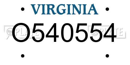 O540554 Virginia License Plate