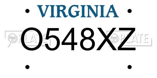 O548XZ Virginia License Plate