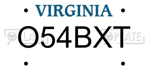 O54BXT Virginia License Plate