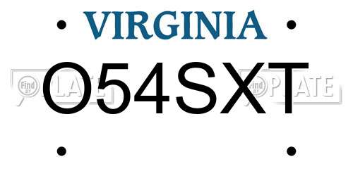 O54SXT Virginia License Plate