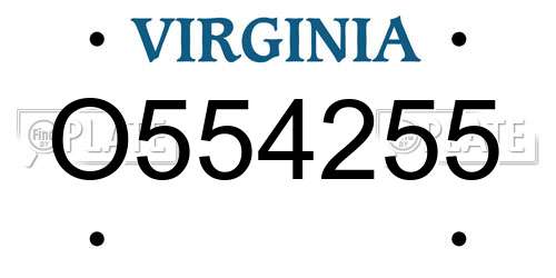 O554255 Virginia License Plate