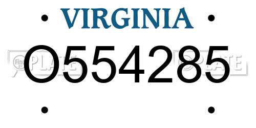 O554285 Virginia License Plate