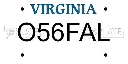O56FAL Virginia License Plate