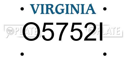 O5752I Virginia License Plate