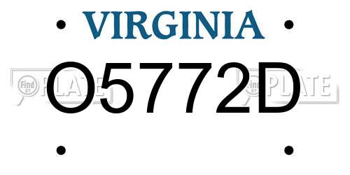 O5772D Virginia License Plate