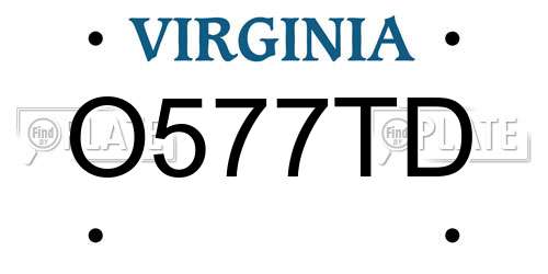 O577TD Virginia License Plate