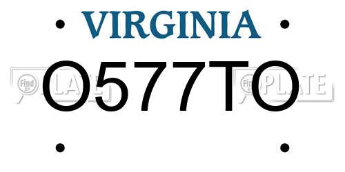 O577TO Virginia License Plate