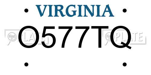 O577TQ Virginia License Plate