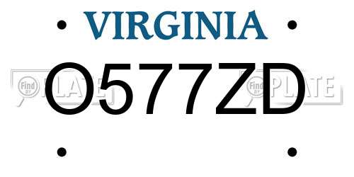 O577ZD Virginia License Plate