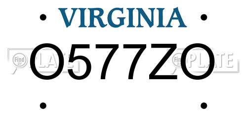 O577ZO Virginia License Plate