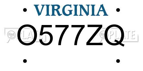 O577ZQ Virginia License Plate