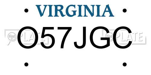 O57JGC Virginia License Plate