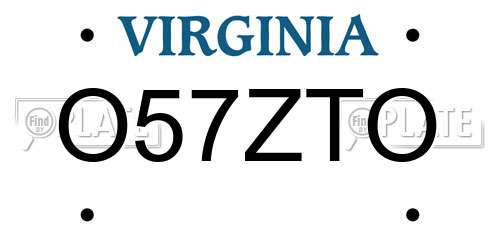 O57ZTO Virginia License Plate