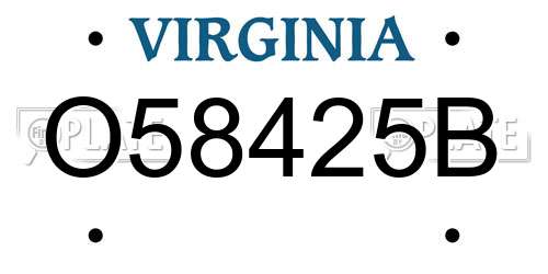 O58425B Virginia License Plate
