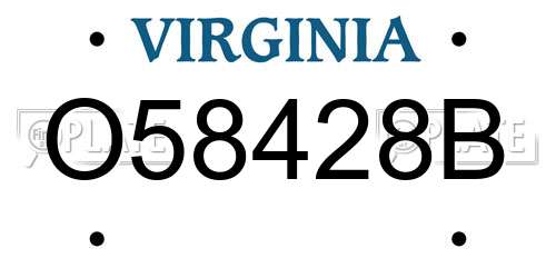O58428B Virginia License Plate