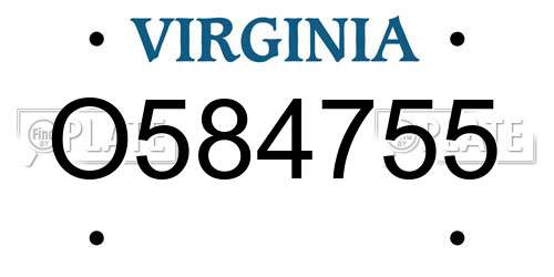 O584755 Virginia License Plate