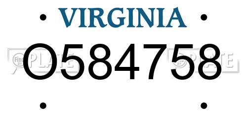 O584758 Virginia License Plate