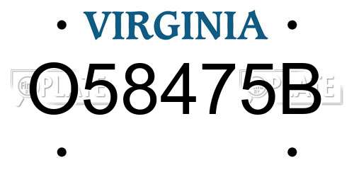 O58475B Virginia License Plate