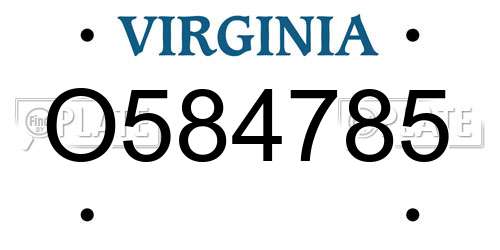 O584785 Virginia License Plate