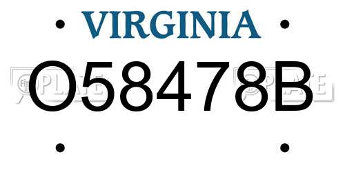 O58478B Virginia License Plate