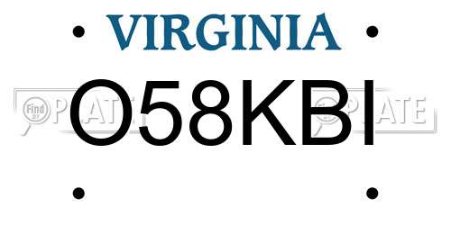 O58KBI Virginia License Plate