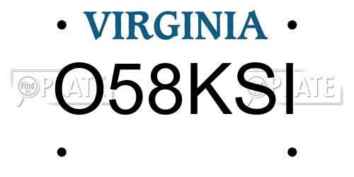 O58KSI Virginia License Plate