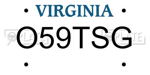 O59TSG Virginia License Plate