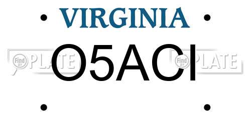 O5ACI Virginia License Plate