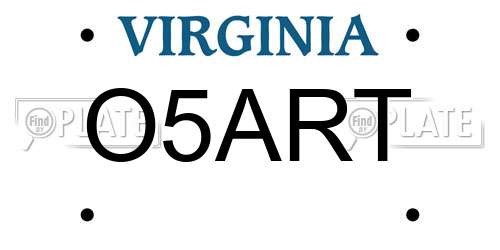 O5ART Virginia License Plate