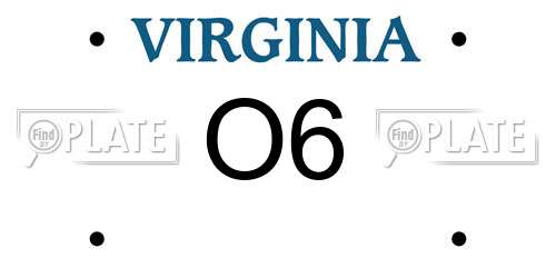 O6 Virginia License Plate