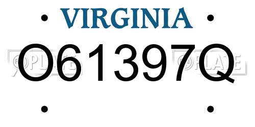 O61397Q Virginia License Plate