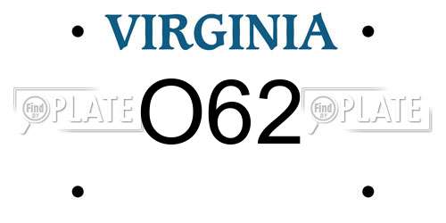 O62 Virginia License Plate