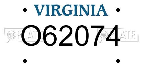O62074 Virginia License Plate
