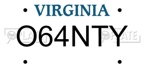 O64NTY Virginia License Plate