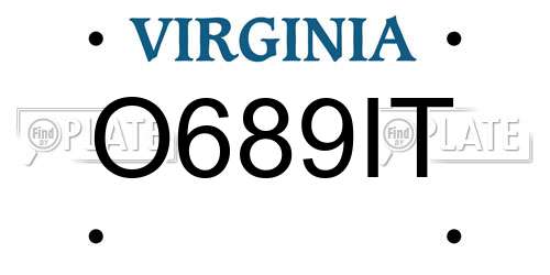 O689IT Virginia License Plate