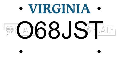 O68JST Virginia License Plate