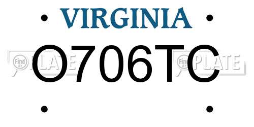 O706TC Virginia License Plate