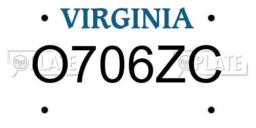 O706ZC Virginia License Plate