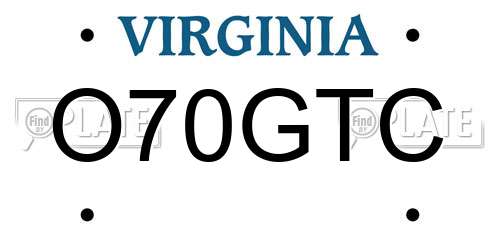 O70GTC Virginia License Plate