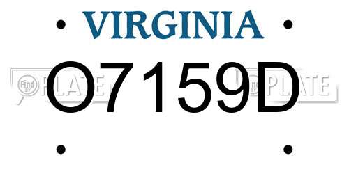 O7159D Virginia License Plate