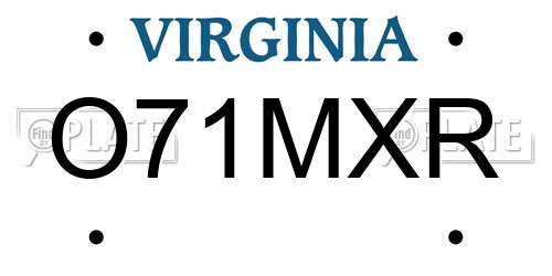 O71MXR Virginia License Plate