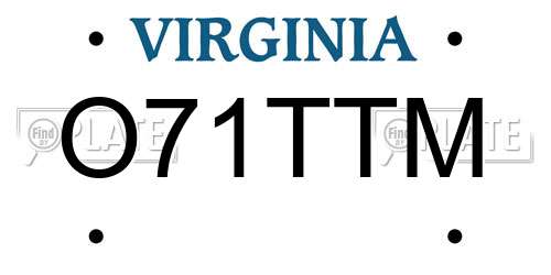 O71TTM Virginia License Plate