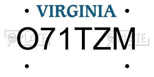 O71TZM Virginia License Plate